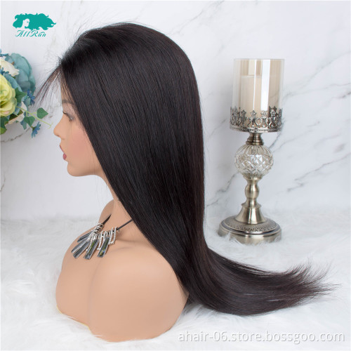 AllRun Factory Wholesale Price Hot Selling 100% Vigrin Raw Brazilian Human Hair Straight Body Wave Wig 360 Lace Front Wig